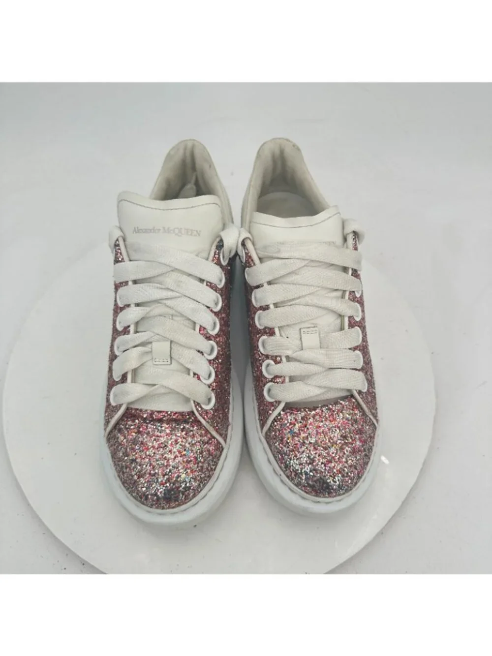 Alexander McQueen Larry Oversized Women Sz EU 37 US 7 Pink Glitter Platform Shoe